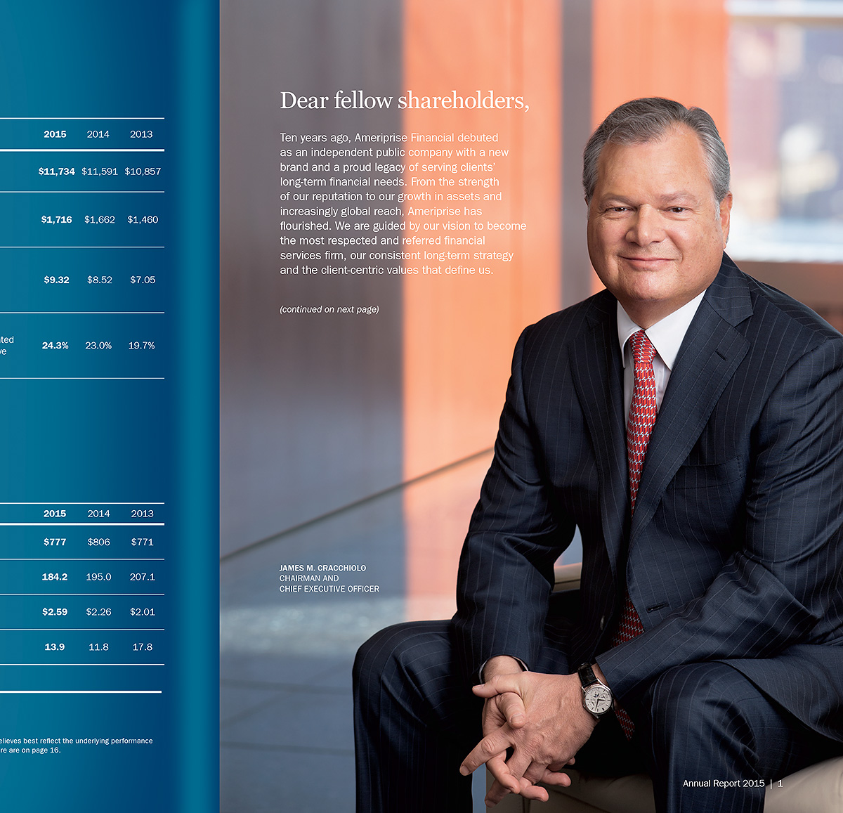 Jim Cracchiolo, CEO, Ameriprise Financial. Annual report portrait.